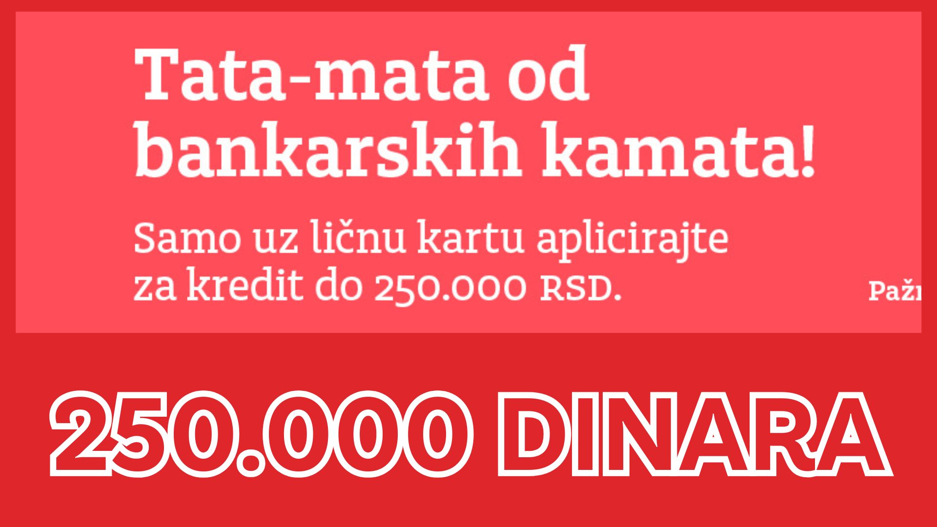 Samo uz ličnu kartu do 250.000 dinara